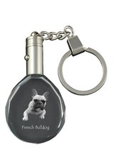 French Bulldog, Frenchie - pendant with a photo of a dog, crystal key ring in a
