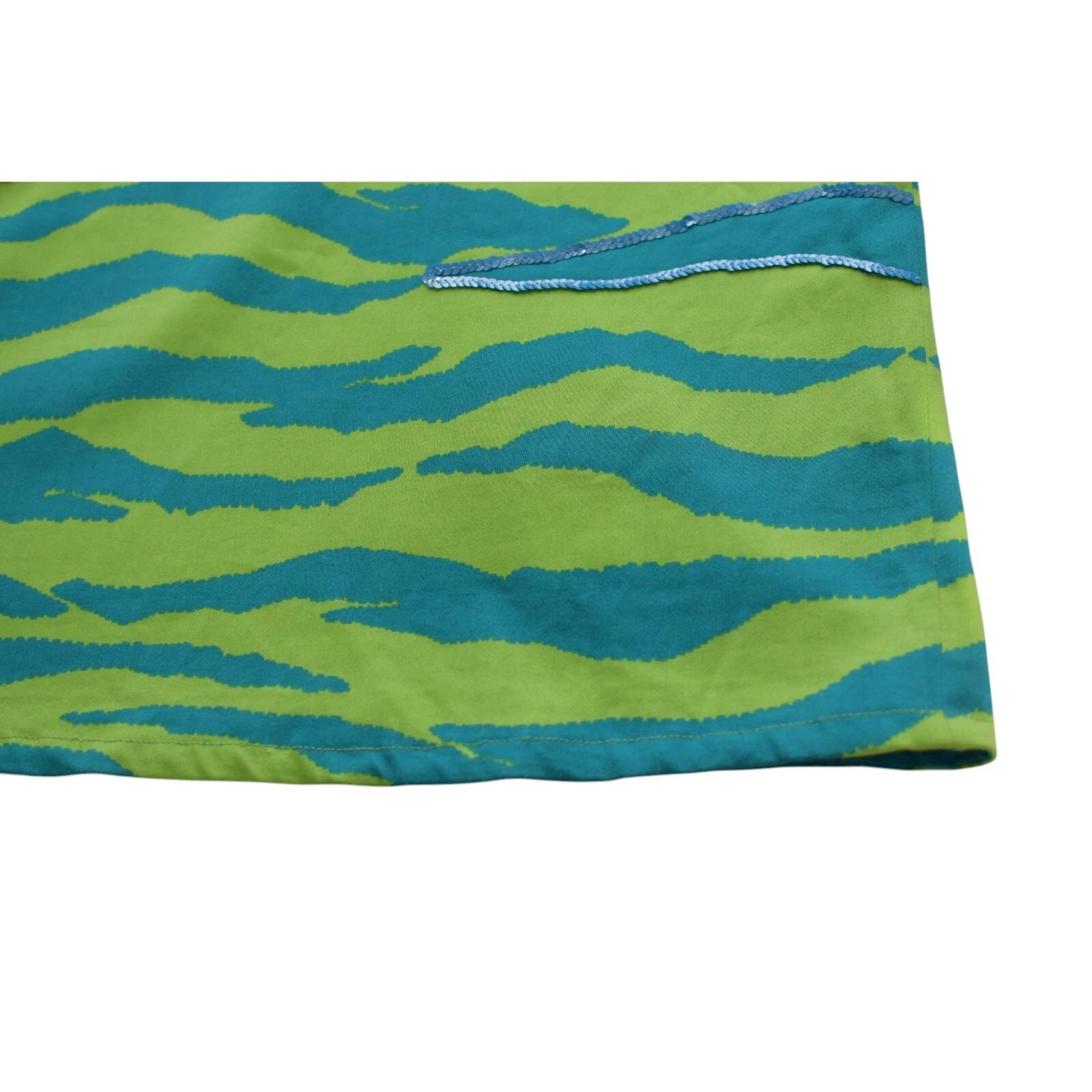 Versus Gianni Versace mini abito senza maniche blu verde stampa zebrata paillettes 42