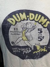 dum dums worlds best pop sucker white LG vintage look T-shirt Spangler Candy
