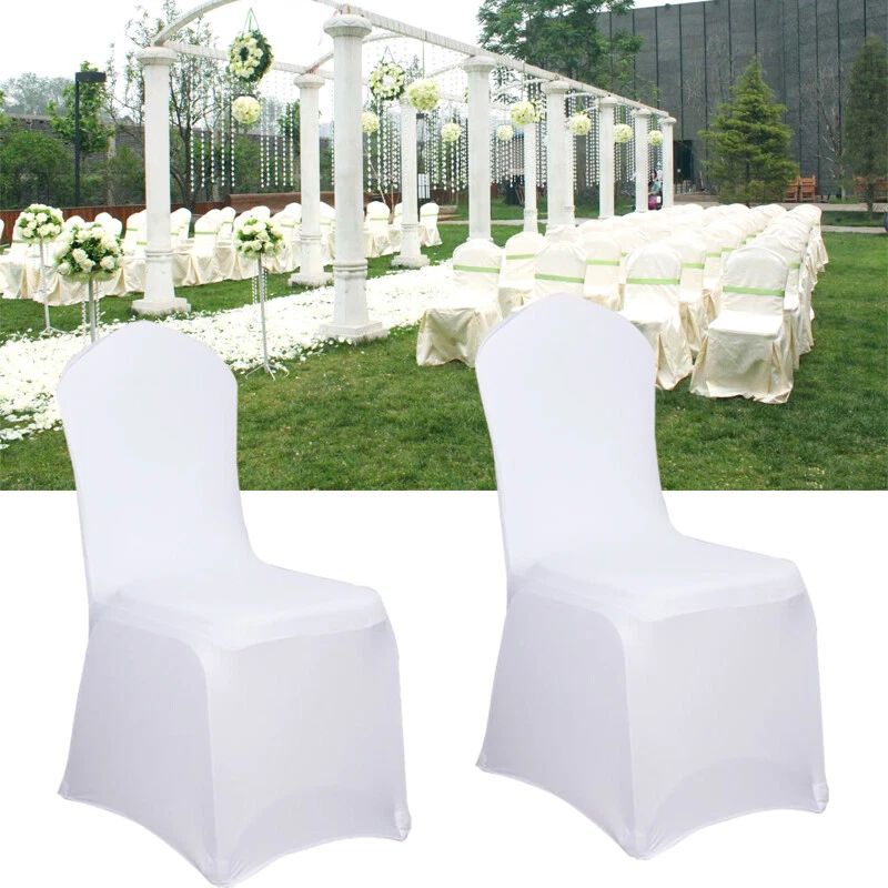 FROADP 50 100x Universell Stuhlhussen Stretch Stuhlüberzug Weiß Stuhlbezug Hochzeit