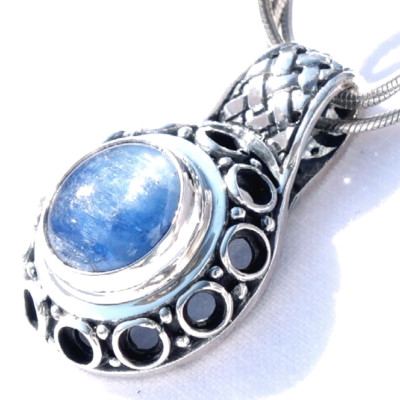 KYANIT SILBER 925 29mm großer Anhänger Ketten pendant silver 925 VIDEO CATEYE 04