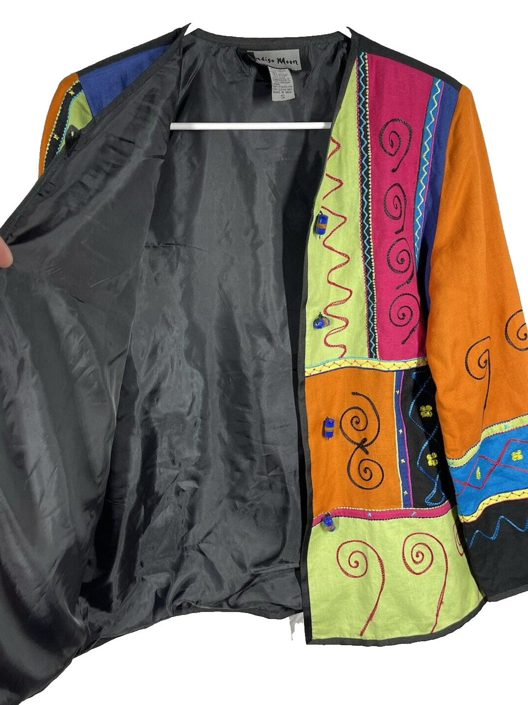 Vtg Indigo Moon Patchwork Jacket Size Small Boho … - image 3