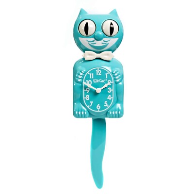 Vibrant Blue Turquoise KIT CAT CLOCK -Full Size - 15.5''- MADE IN THE USA -