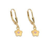 MäDchen Ohrringe Blumen Kinder OhrhäNger Blume HäNger Pink Silber 925 Vergoldet