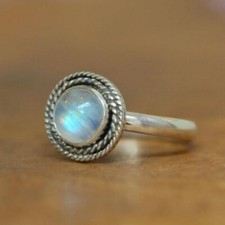 Beautiful Moonstone Gemstone 925 Sterling Silver Boho Ring Valentine Gift C-690