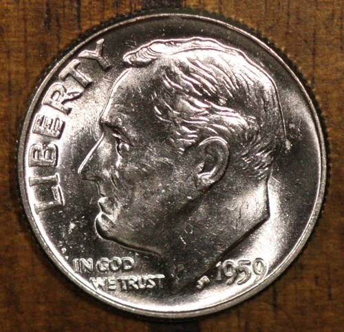 1959 P Roosevelt Dime CH BU LUSTER! 90% Silver US Coin