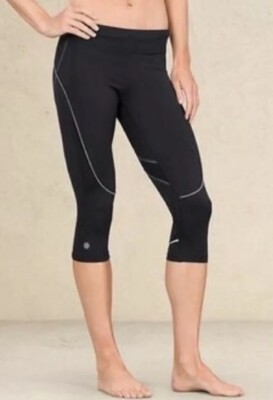 ATHLETA Quick Step Capri Pants Cropped Skinny Gray Neon Legging Lift 819214 Sz S
