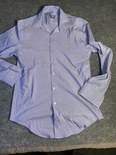 Van Heusen Dress Shirt Men 15.5 Purple Striped Flex Slim Fit Stretch Button Down