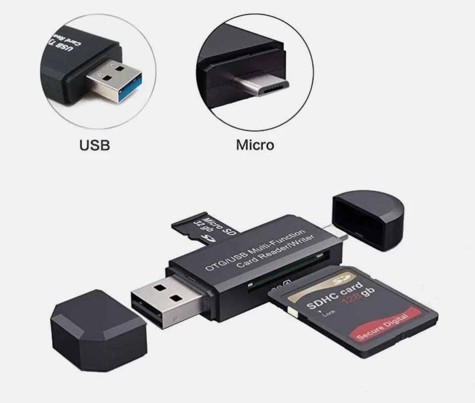 2 Each Micro USB OTG/USB 2.0 Card Reader Adapter SD/Micro SD Memory Card Reader - Image 2 of 4