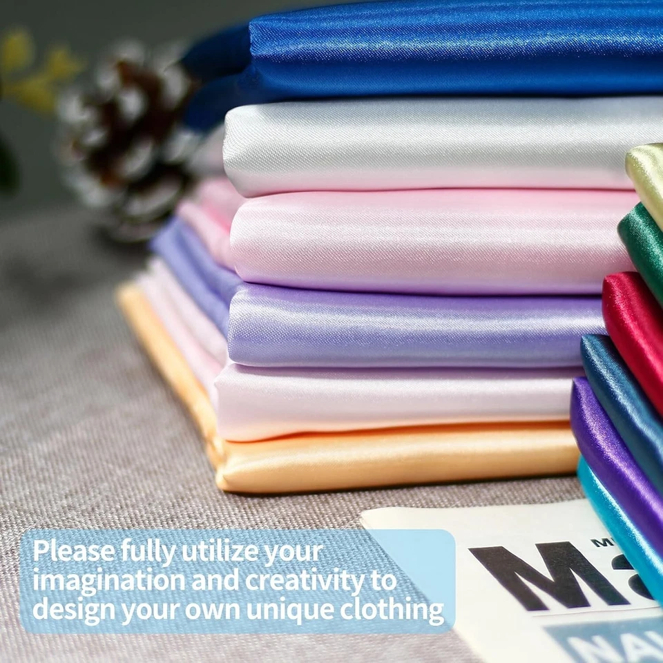 45" Shiny Satin Fabric by Yard for Dress, Craft, Upholstery, DIY, Lining BTY - Image 3 of 4