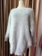 Angora Wool Blended Sweater Fluffy Fuzzy Jumper  Soft Pullover