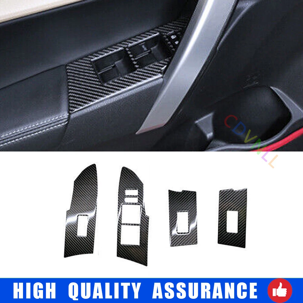For Toyota Corolla 14-18 Real Carbon Fiber Window Door Lock Control Switch Trim