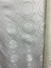 IVORY LITURGICAL CROSS BROCADE FABRIC 55 in. Sold By The Yard