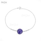 14k White Gold Diamond Link Chain Bracelets 10mm Round Cab Tanzanite Bracelet