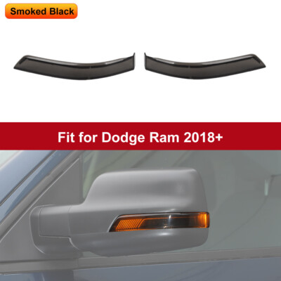 For Ram 1500 18+ 2xSide Mirror Signal Light Bezel Accessories Cover Smoked Black