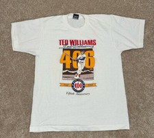 VTG 90s Ted Williams Single Stitch T-Shirt Mens Sz L 400 Avg USA Made Red Sox