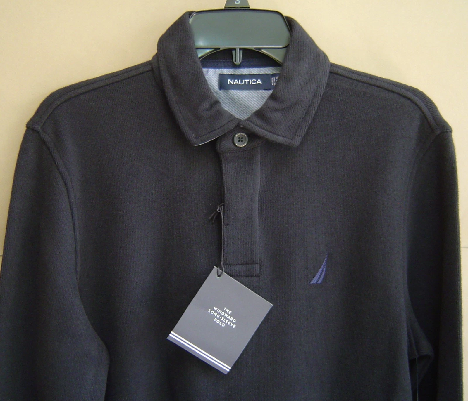 NWT $80 NAUTICA S WINDWARD CLASSIC FIT FRENCH RIBBED POLO SHIRT Black K63230