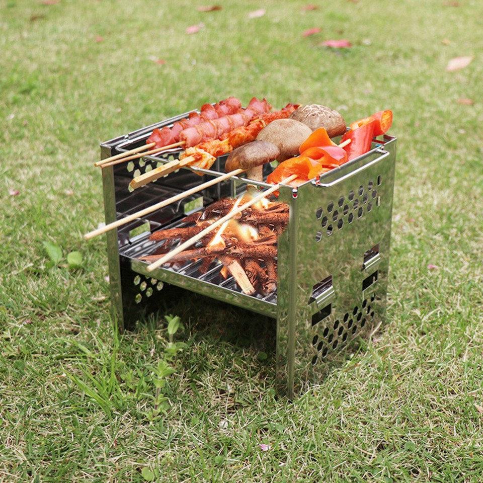 Camping Grill Small Charcoal Folding Wood Stove Beautiful Convenient eBay