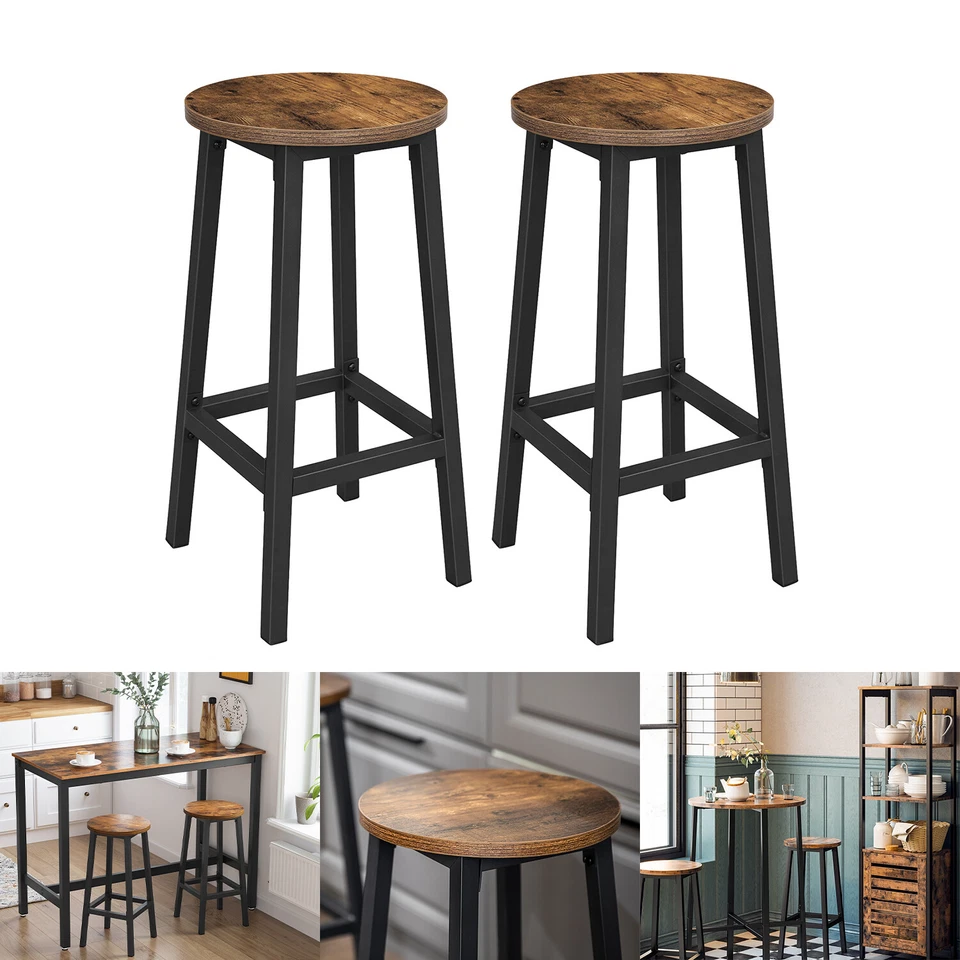2er Set Barhocker Barstühle Küchenhocker Tresenhocker Rund Retro LBC32X - Bild 2 von 4