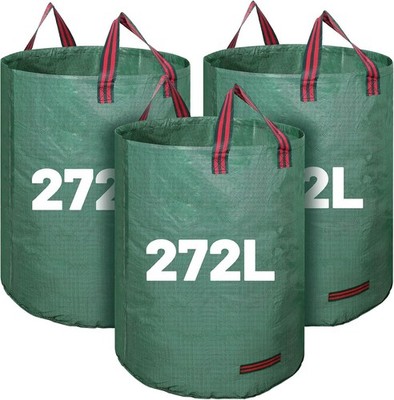 72 Gallons Reusable Yard Waste Bags, 3 Packs Lawn and Leaf Bags With Reinforc...