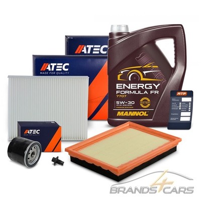 ATEC INSPEKTIONSPAKET + 5l 5W-30 FÜR FORD FIESTA 5 JH JD FUSION JU 1.25 1.4 1.6