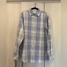 MEN'S SALE Banana Republic Slim Fit Plaid Dress Shirt Blue White L 16-16.5