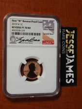 2019 W REVERSE PROOF LINCOLN CENT NGC PF70 LYNDALL BASS HAND SIGNED LABEL