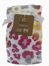 DEBORAH CONNOLLY - ANIMAL PRINT - PINK YELLOW BLUE - HAND TOWELS - SET OF 2  NEW