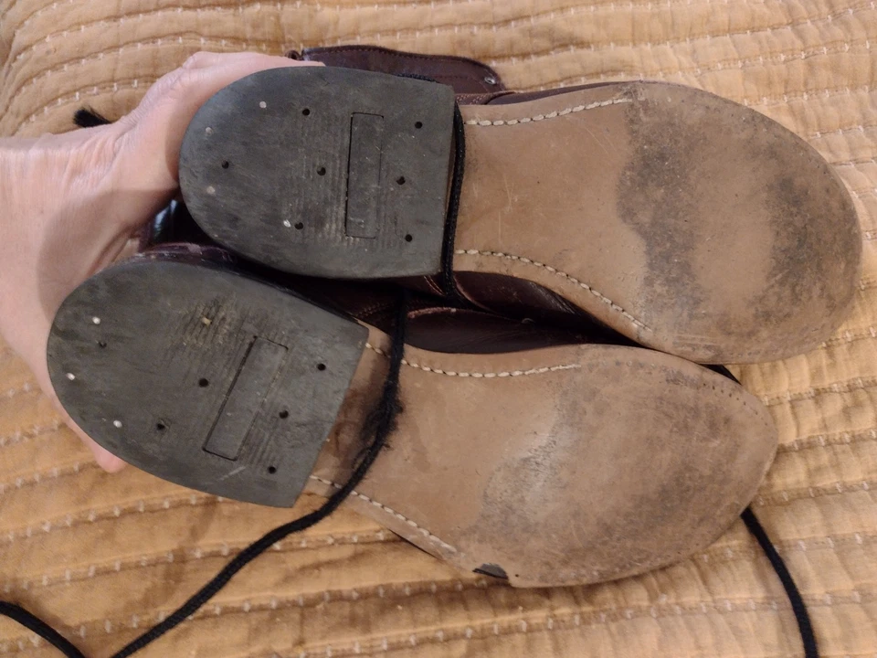 Old Vintage Leather Post World War II Heritage Boots Burgundy 11.5 - Image 4 of 4