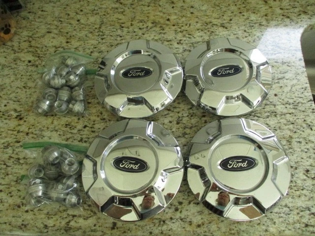 Оригинальный хромированный центральный колпак для Ford F150 2009-2014 годов выпуска - 9L34-1A096-AC набор из 4 колпаков/24 зажимные гайки - Изображение 3 из 4