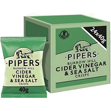 Pipers Crisps Burrow Hill Cider Vinegar and Sea Salt 24 x 40g