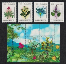 Uzbekistan Flowers Flora Endangered Species 4v+MS 2012 MNH SG#828-MS831a