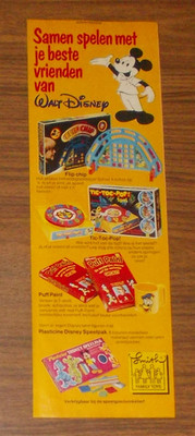 Seltene Werbung MICKY MAUS Smith Flip Chip Tic-Toc-Pop Spiele Donald Duck 1981