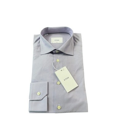 ETON Slim Pink Blue Geometric Current L/S Cotton Men s Button Front 15/38 NWT 