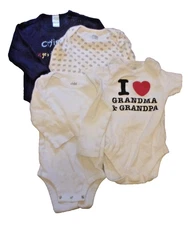 Lot of 4 Size Unisex 6-12 Months Baby One Piece T Shirts Outfit Mixed Brands