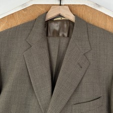 Joseph Abboud Suit Mens 43R Brown Birdseye 3 Button 100% Wool Pants 36x30 Canvas