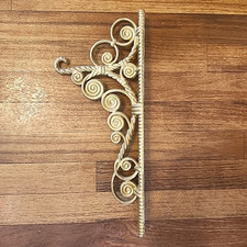 Wall Mount 16" Plant Hanger Hook Vintage 1970s Faux Wicker Hats Plastic Gold
