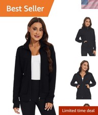 Women's Scrubs Jacket Zip Front Warm-up Jacket