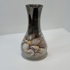 Clear Glass Vase With Seashells - Costal Home Decor Accent