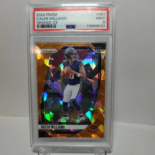 CALEB WILLIAMS 2024 PANINI PRIZM ORANGE ICE ROOKIE RC #301 PSA 9 MINT! BEARS