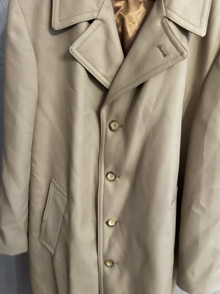 Vintage Sears The Mens Store Trench Coat Jacket 46R Tan  Zip Out Liner - Image 2 of 4