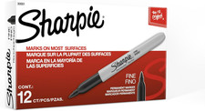 Sharpie Permanent Markers Fine Tip Black 12 Count Fade Resistant Quick Dry