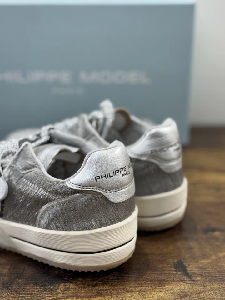 Philippe Model Sneakers Nice Low Pony Metal argentata  36 - Immagine 3 di 4