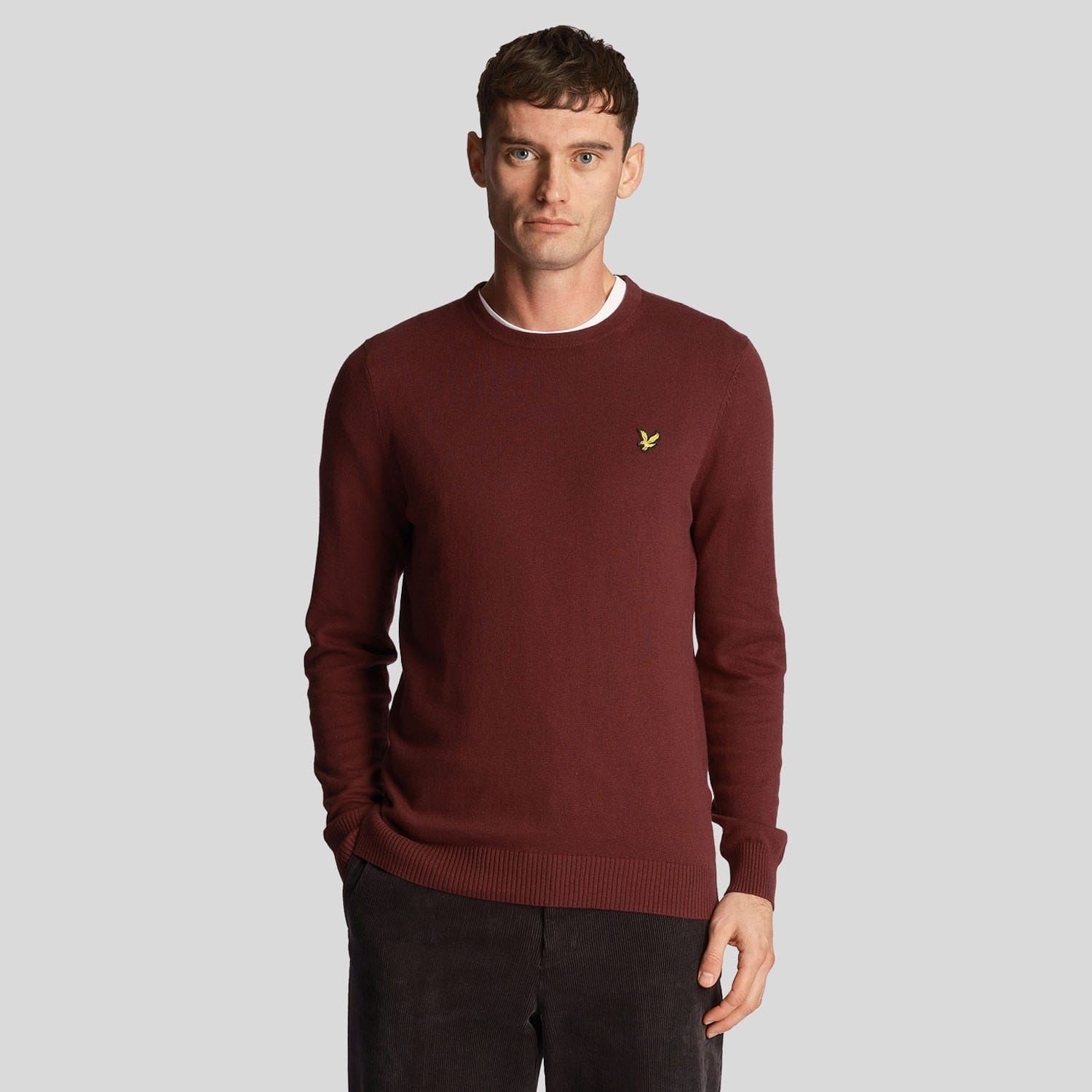 Пуловер из мериносовой шерсти Herren Lyle и Scott Baumwolle Rundhals от Rot