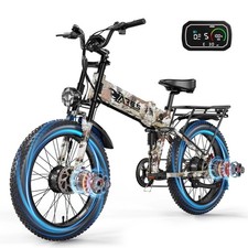 Electric Bike 2000W 52V 25AH AWD Dual Motor Folding E-bike 24"Fat Tyre E-bike US