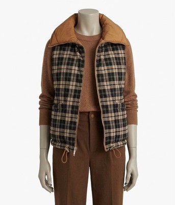 Varley Miya Reversible Gilet Golden Bronze/ Navy Check
