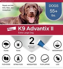 K9 Advantix II Spot-On Flea Tick Treatment XL Dog Over 55 lb 2 Doses