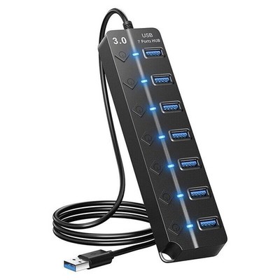 7 Ports USB Hub Splitter Multi Hub USB 3.0 Adapter USB Mehrere Ports Netzteae