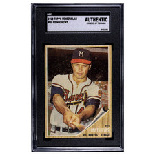 Eddie Mathews #30 SGC Auth 1962 Topps Venezuelan Vintage Baseball Card Set-Break
