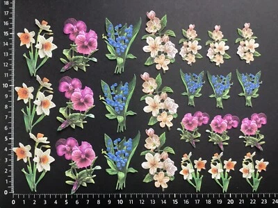 24 Two Red Robins Mixed Floral Die Cuts, Toppers, Embellishments